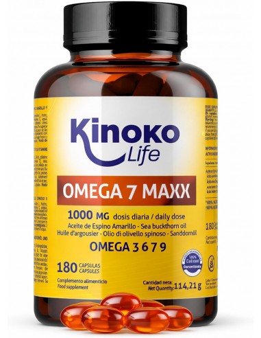 Omega 7 de aceite de espino amarillo 180 caspulas , para mucosas, ojos y piel.